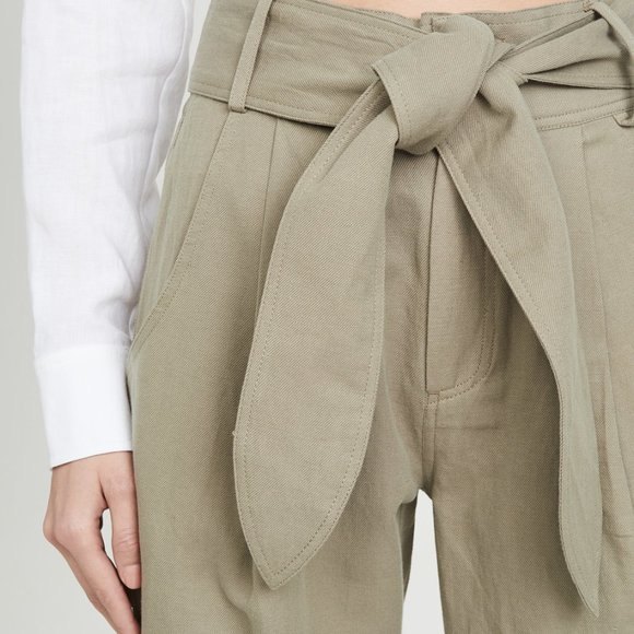 Apiece Apart Bendita Tie-Waist Pleated Pants in Pistachio Size 4 - Picture 3 of 9